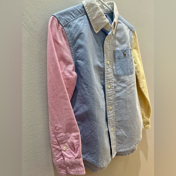 Polo by Ralph Lauren Striped Cotton Oxford Fun Shirt Boys Pastel Colour Size 5 - Picture 3 of 10